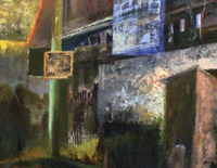 Lone Wolf.  Oil on Fabric.